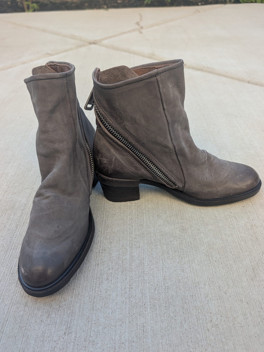 A.S.98 Jase Womens Gray Leather Side-Zip Women's Ankle Boots Size 8